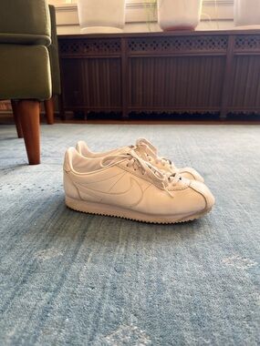 Nike All-White Low-Top Leather Sneakers